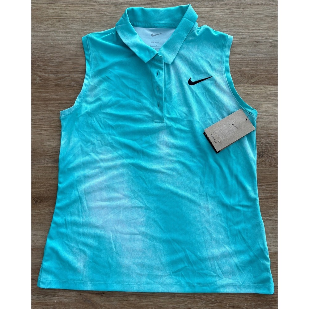 NWT Women's Nike Dri-FIT Sleeveless Golf Polo - XS - Glacial Blue
